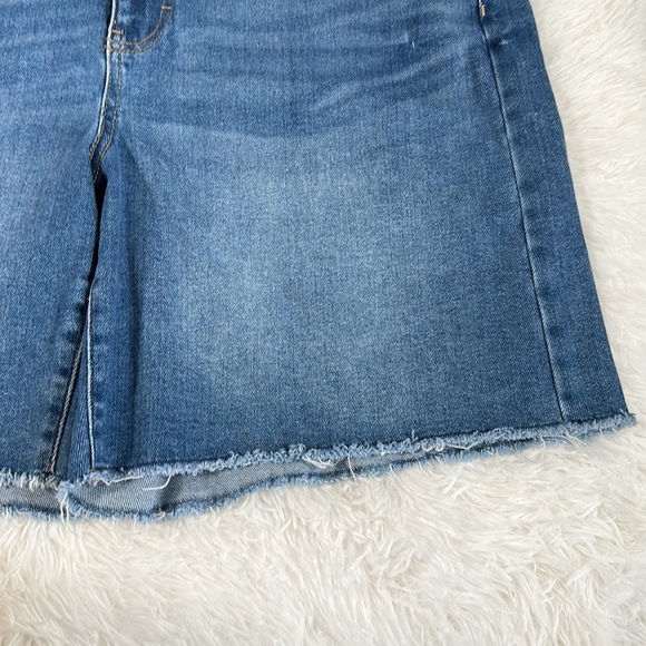 Addition Elle Blue Denim Frayed Bottom Jean Shorts - Picture 6 of 10